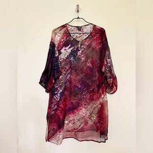 Citron Santa Monica Sheer Top Tunic Kaftan Floral